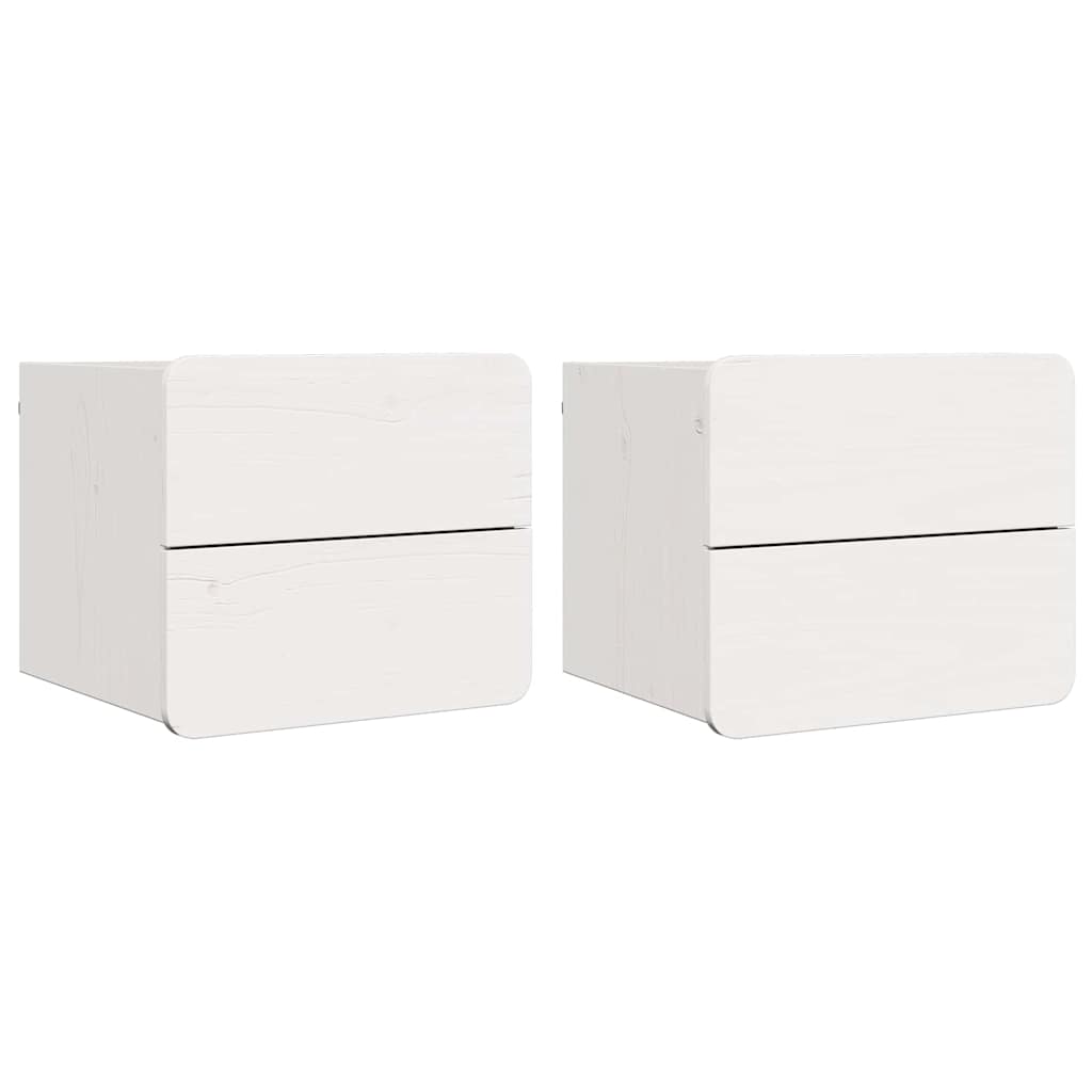 vidaXL Bedside Table 2 pcs White 39 x 34 x 33 cm Solid pinewood