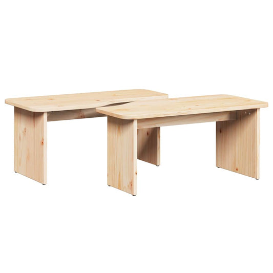 vidaXL Coffee Table 2 pcs Natural Solid pine wood