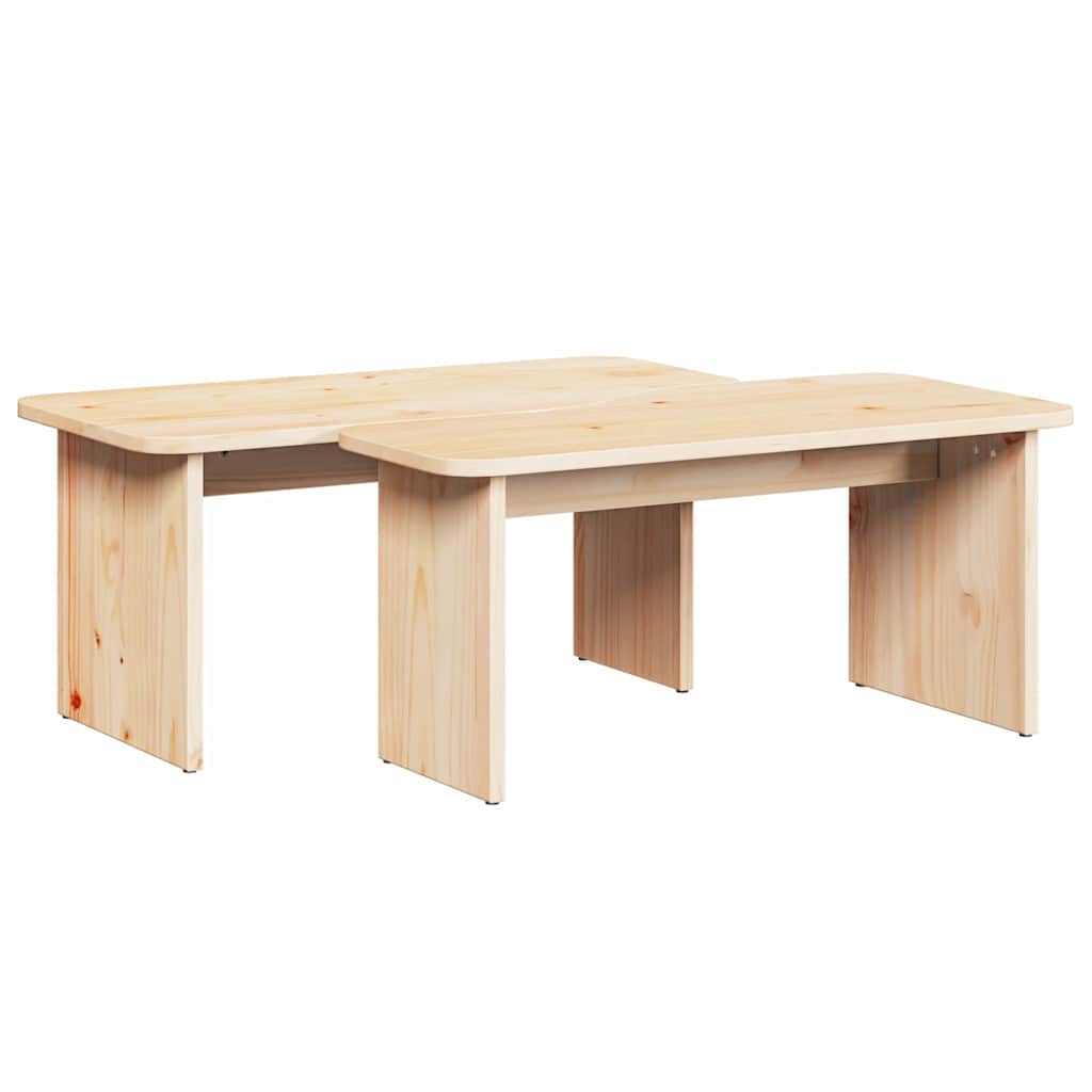 vidaXL Coffee Table 2 pcs Natural Solid pine wood