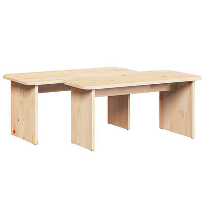 vidaXL Coffee Table 2 pcs Natural Solid pine wood