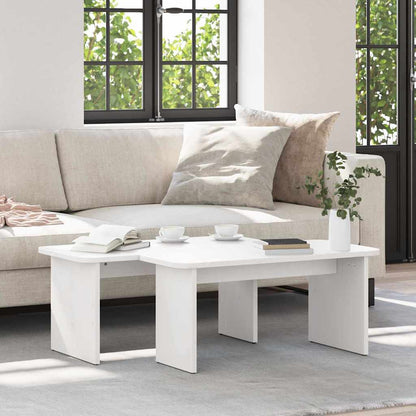 vidaXL Coffee Table 2 pcs White Solid pine wood