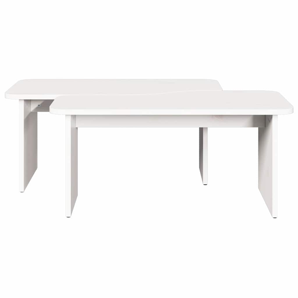vidaXL Coffee Table 2 pcs White Solid pine wood
