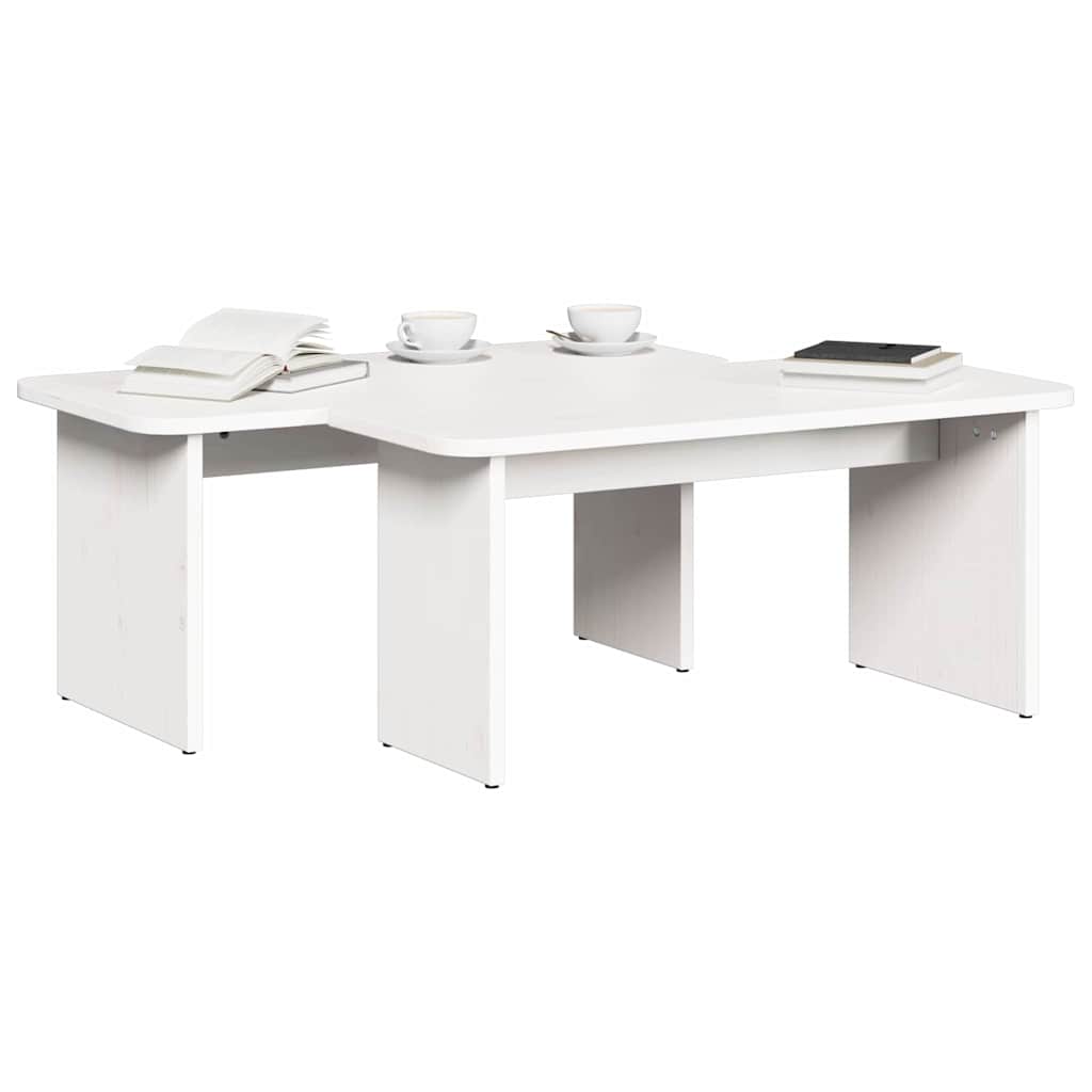 vidaXL Coffee Table 2 pcs White Solid pine wood
