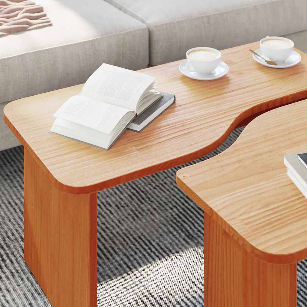 vidaXL Coffee Table 2 pcs Wax Brown Solid pine wood