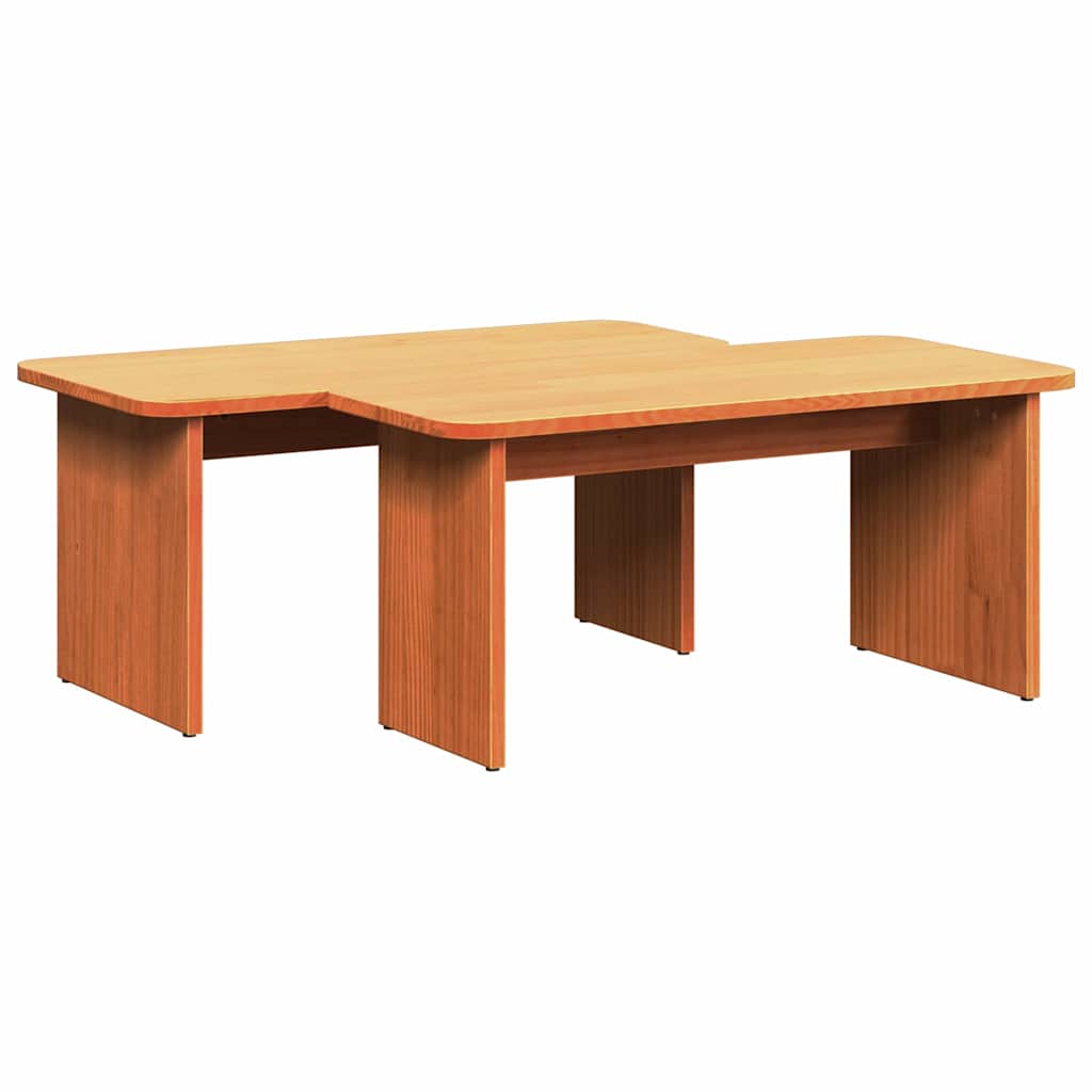 vidaXL Coffee Table 2 pcs Wax Brown Solid pine wood