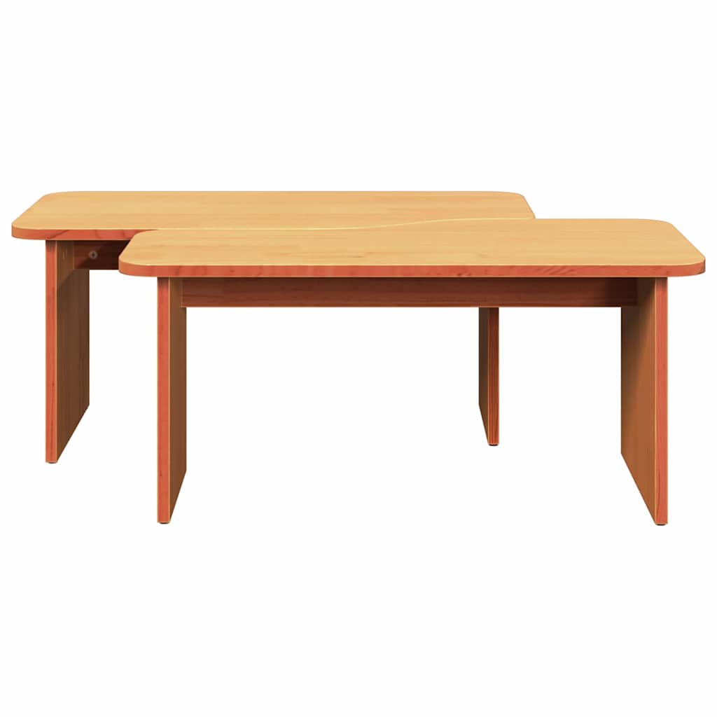 vidaXL Coffee Table 2 pcs Wax Brown Solid pine wood