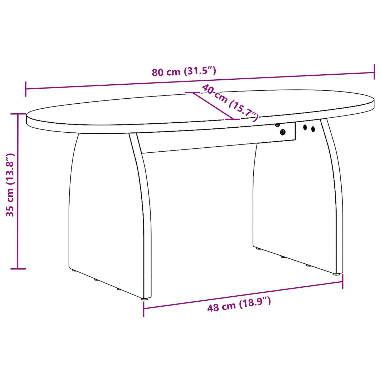 vidaXL Coffee Table Brown 80 x 40 x 35 cm Solid Pine Wood