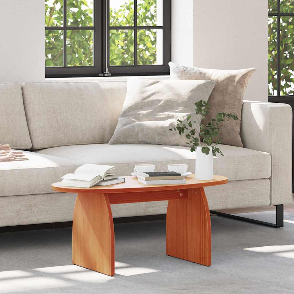 vidaXL Coffee Table Wax Brown 80 x 40 x 35 cm Solid Pine Wood