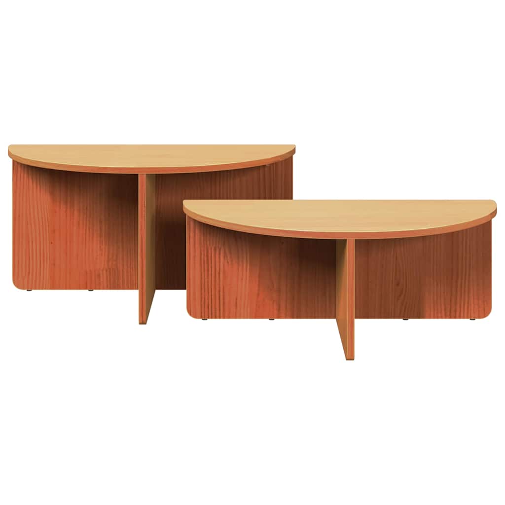 vidaXL Coffee Table 2 pcs Wax Brown Solid pine wood