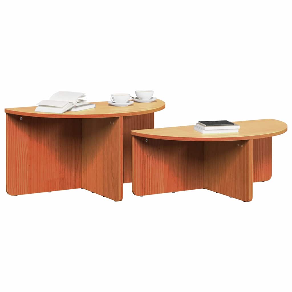 vidaXL Coffee Table 2 pcs Wax Brown Solid pine wood