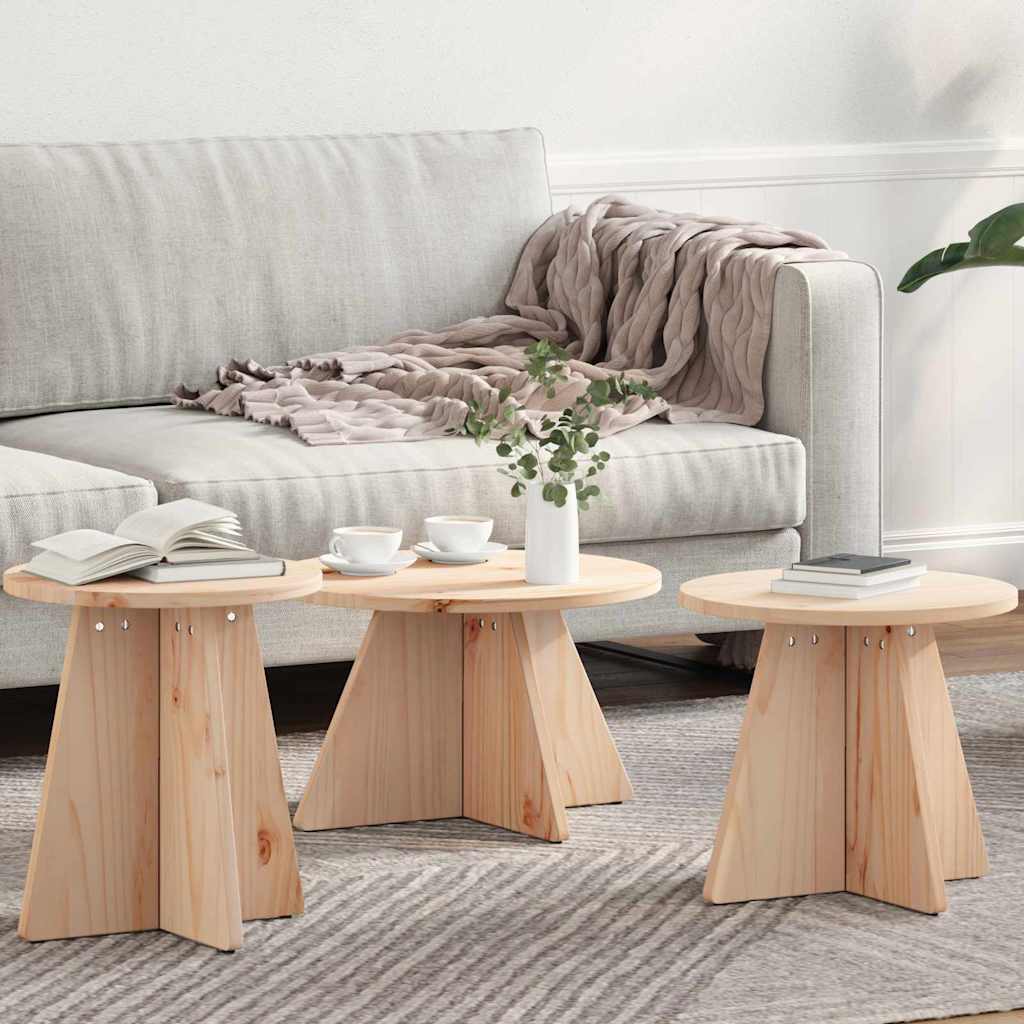 vidaXL Coffee Table 3 pcs Natural