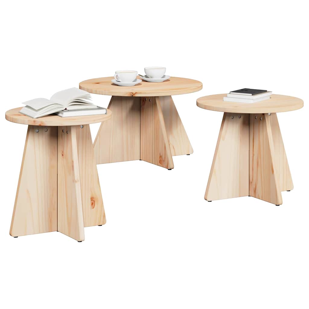 vidaXL Coffee Table 3 pcs Natural