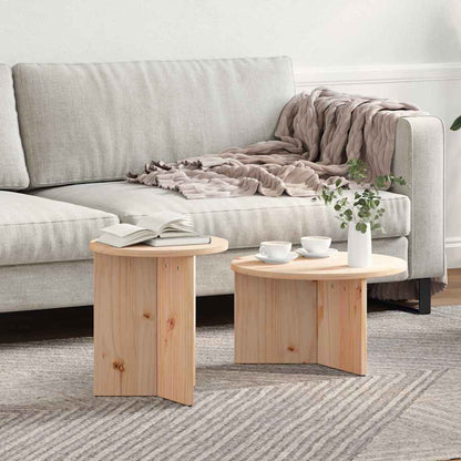 vidaXL Coffee Table 2 pcs Natural Solid Pine wood