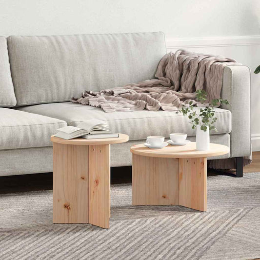 vidaXL Coffee Table 2 pcs Natural Solid Pine wood