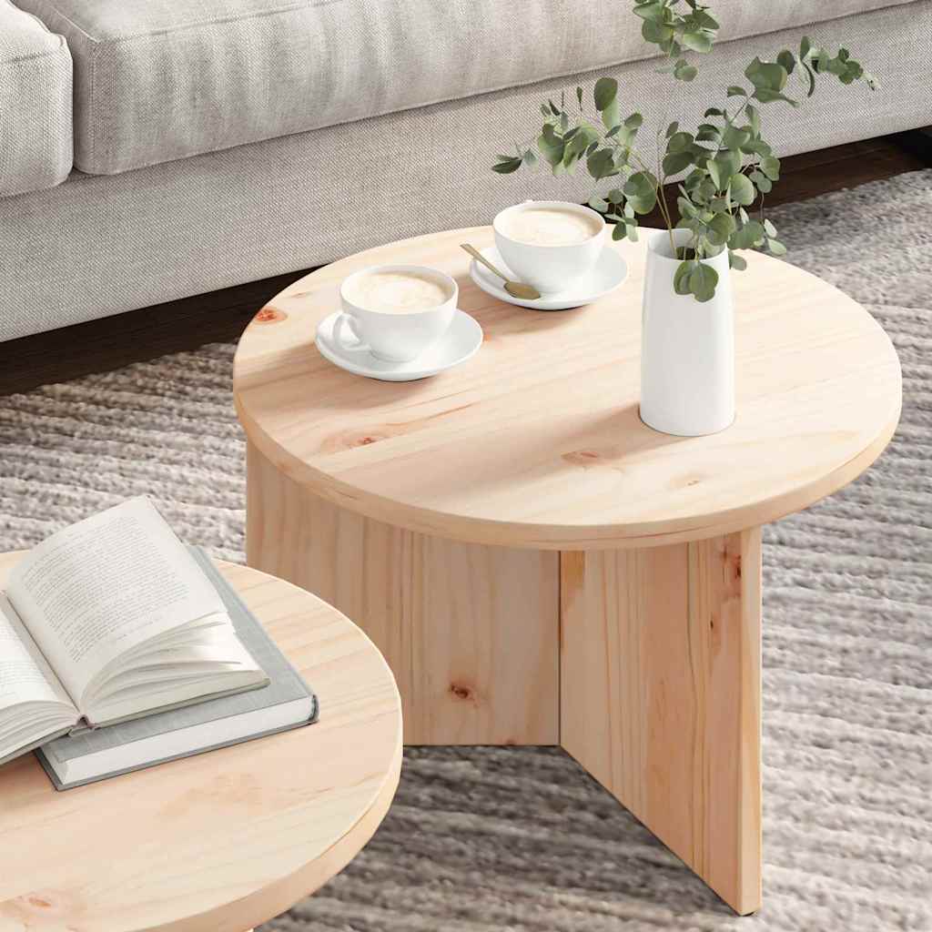vidaXL Coffee Table 2 pcs Natural Solid Pine wood
