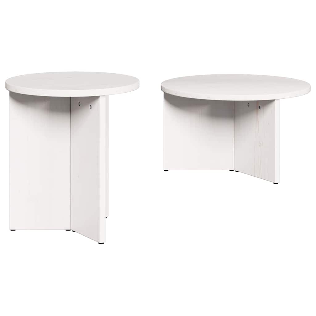 vidaXL Coffee Table 2 pcs White Solid Pine wood