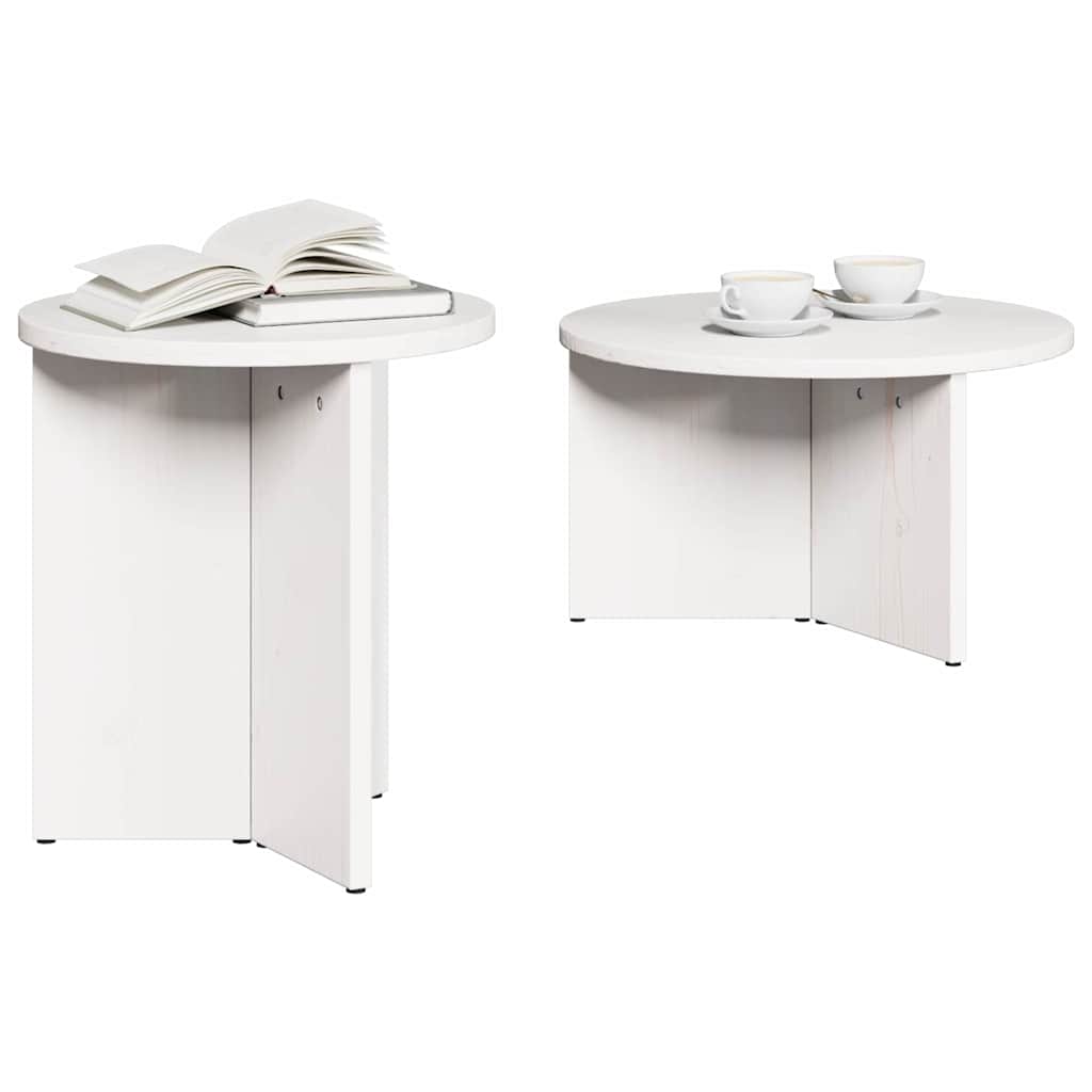vidaXL Coffee Table 2 pcs White Solid Pine wood