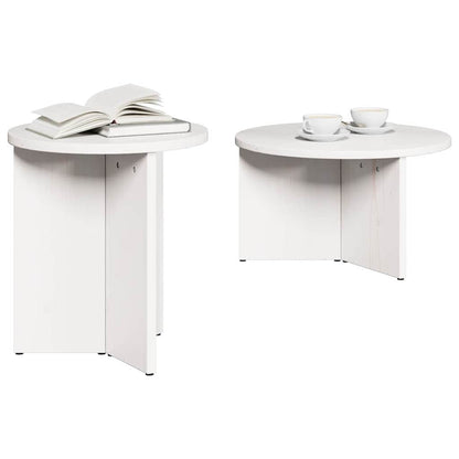vidaXL Coffee Table 2 pcs White Solid Pine wood
