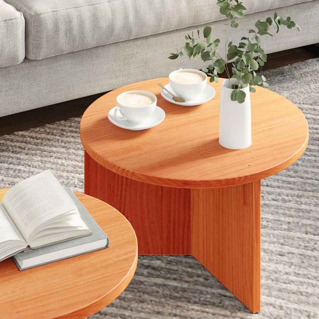 vidaXL Coffee Table 2 pcs Wax Brown Solid Pine wood