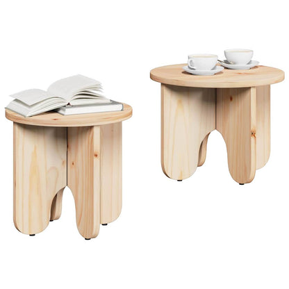 vidaXL Coffee Table 2 pcs Natural Solid Pine wood