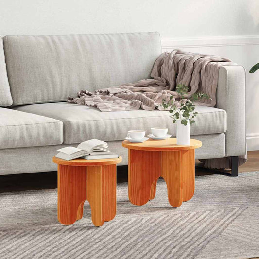 vidaXL Coffee Table 2 pcs Wax Brown Solid Pine wood