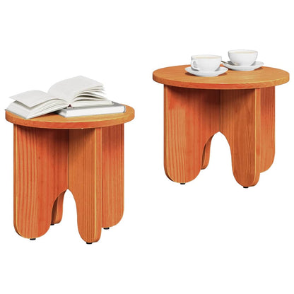 vidaXL Coffee Table 2 pcs Wax Brown Solid Pine wood