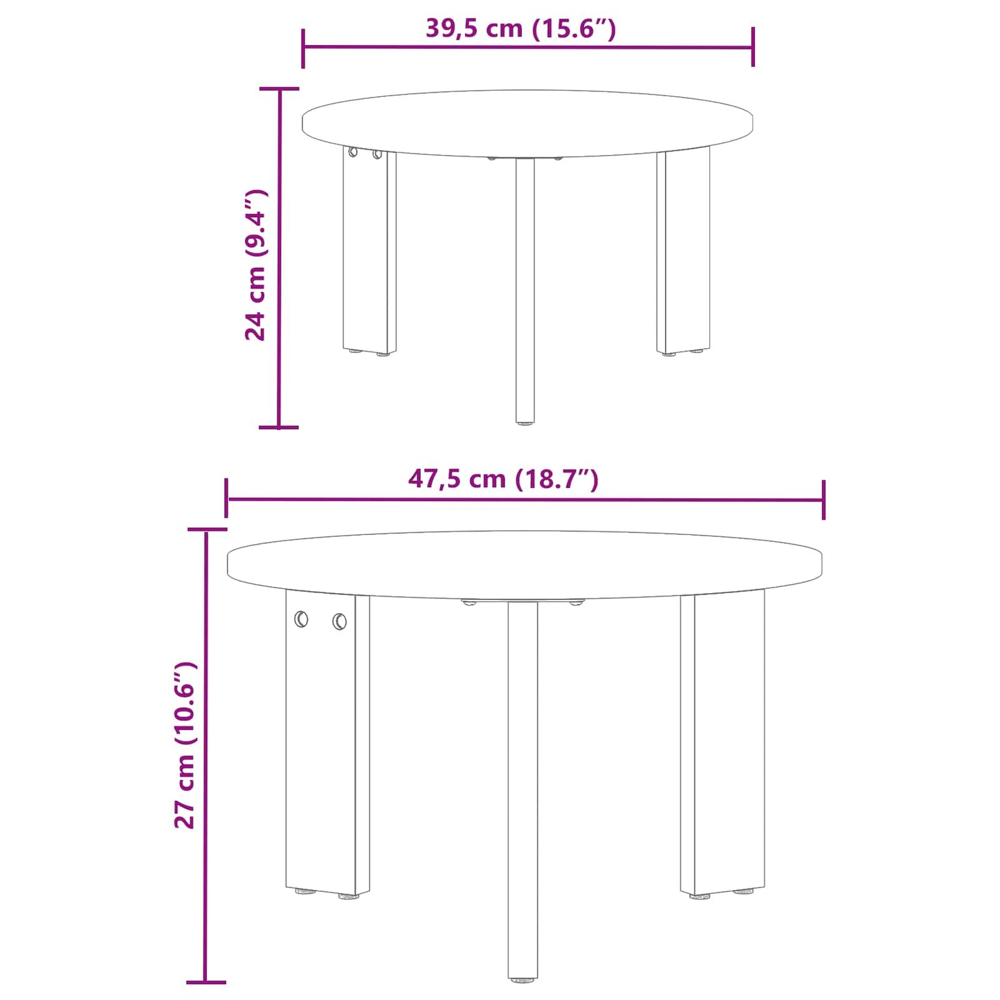 vidaXL Coffee Table 2 pcs Natural Solid Pine wood