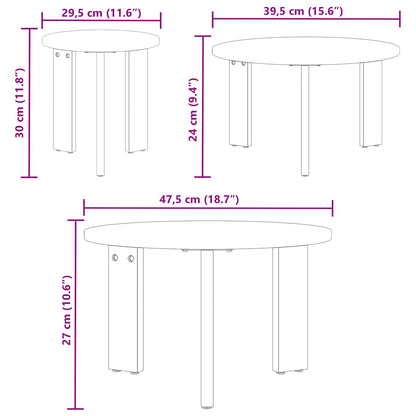 vidaXL Coffee Table 3 pcs Natural Solid pine wood