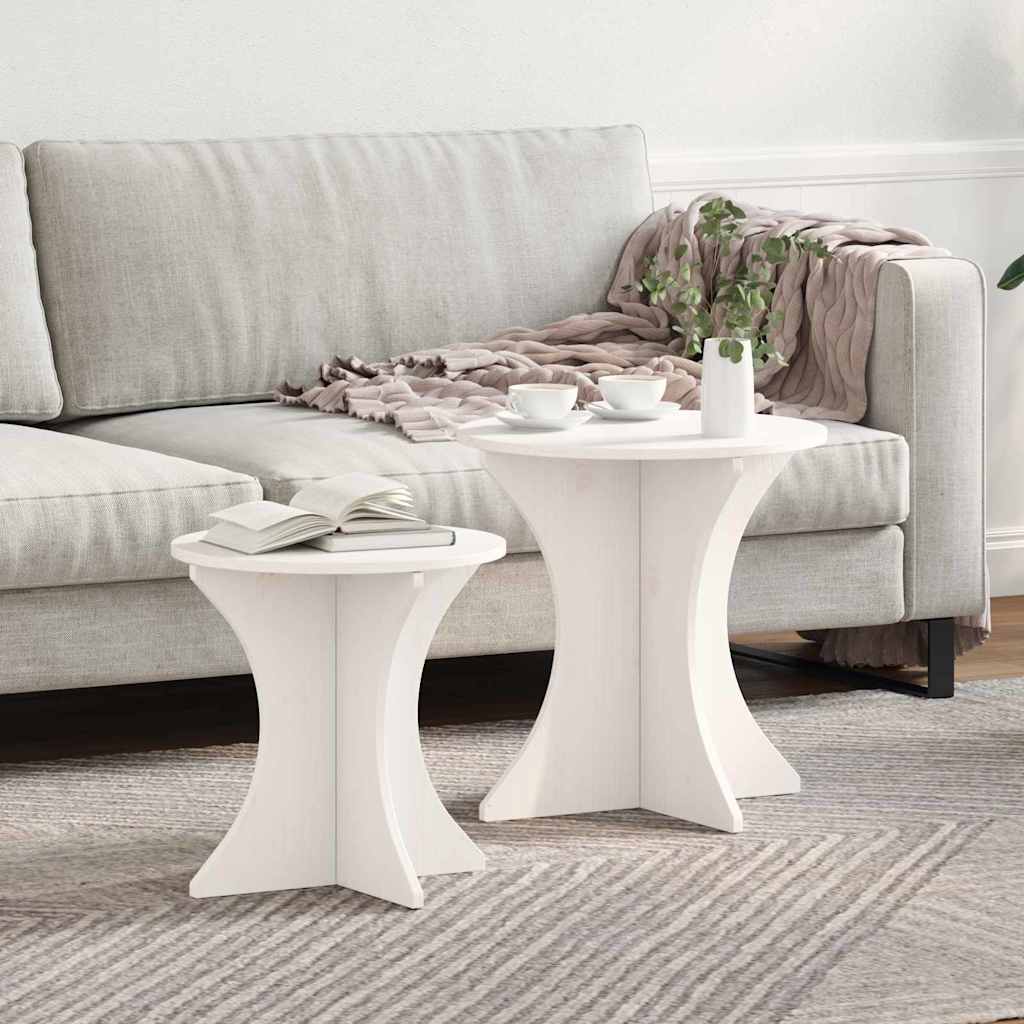 vidaXL Coffee Table 2 pcs White Solid pine wood