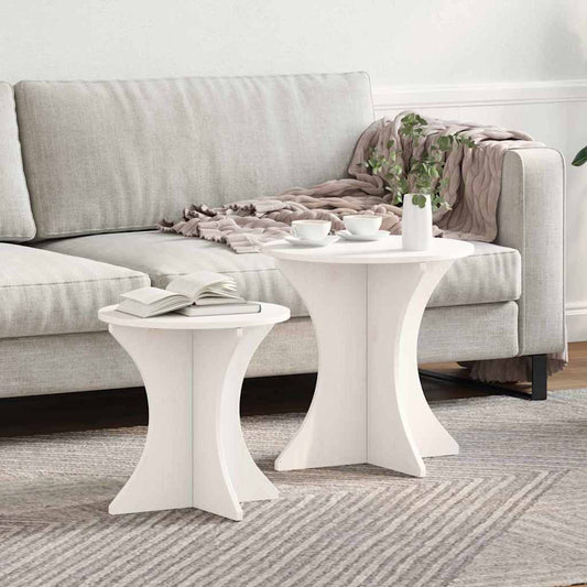 vidaXL Coffee Table 2 pcs White Solid pine wood