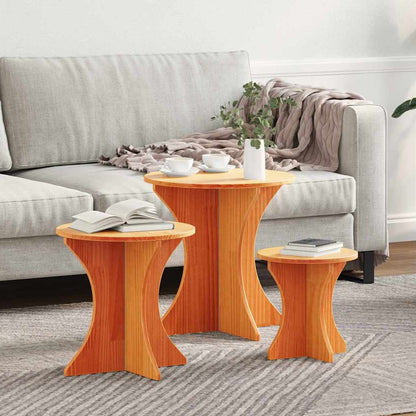 vidaXL Coffee Table 3 pcs Wax Brown
