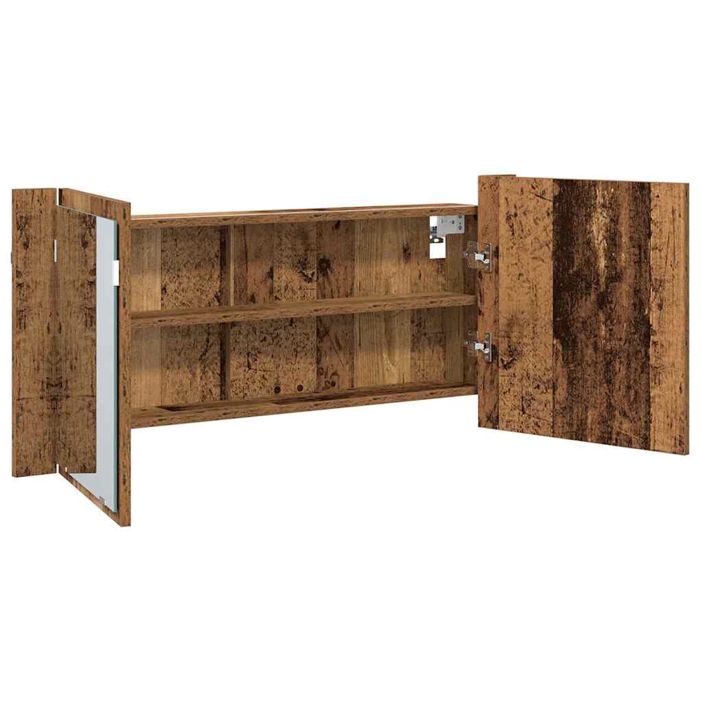 vidaXL LED Mirror Cabinet Old Wood 100 x 12 x 45 cm Engineered Wood