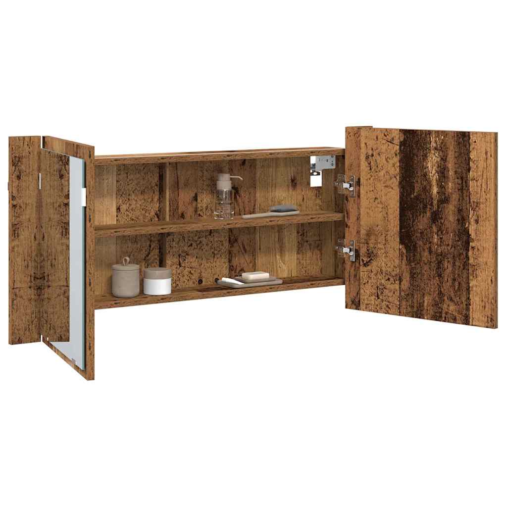 vidaXL LED Mirror Cabinet Old Wood 100 x 12 x 45 cm Engineered Wood