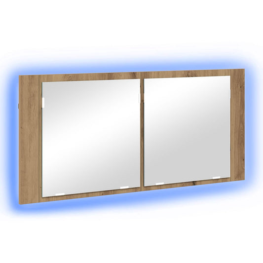 vidaXL LED Mirror Cabinet Artisan Oak 100 x 12 x 45 cm Engineered Wood