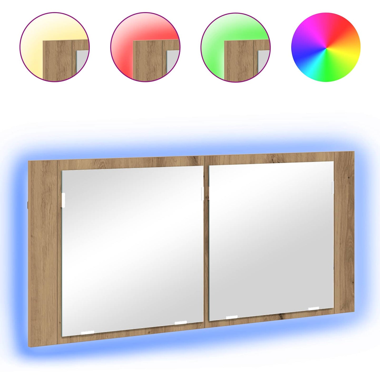 vidaXL LED Mirror Cabinet Artisan Oak 100 x 12 x 45 cm Engineered Wood