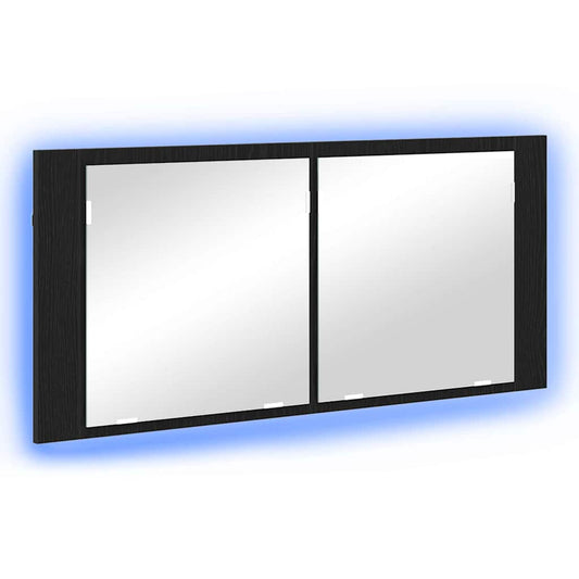 vidaXL LED Mirror Cabinet Black Oak 100 x 12 x 45 cm Engineered Wood