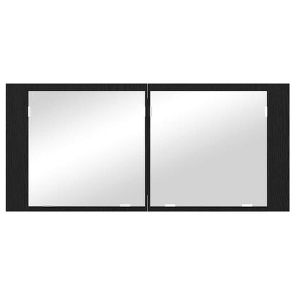 vidaXL LED Mirror Cabinet Black Oak 100 x 12 x 45 cm Engineered Wood