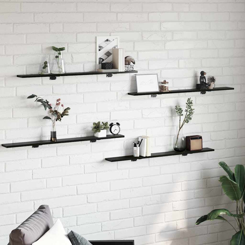vidaXL Bookshelf Board 4 pcs Black 100 x 10 x 1.5 cm Engineered Wood