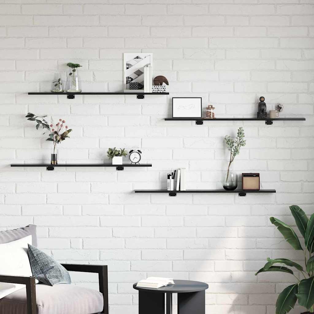 vidaXL Bookshelf Board 4 pcs Black 100 x 10 x 1.5 cm Engineered Wood