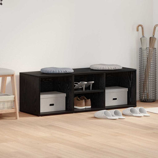 vidaXL Shoe Bench 102 x 35 x 35 cm Engineered Wood Black Oak