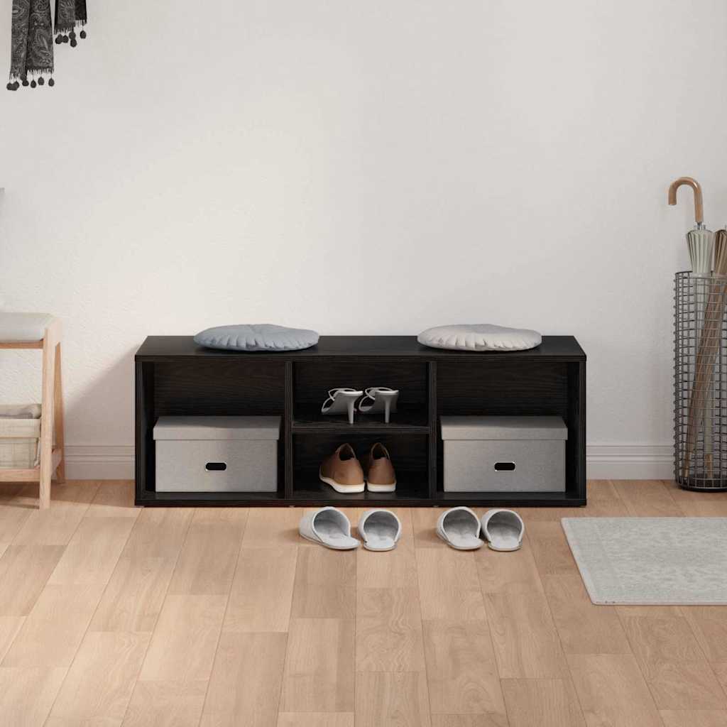 vidaXL Shoe Bench 102 x 35 x 35 cm Engineered Wood Black Oak