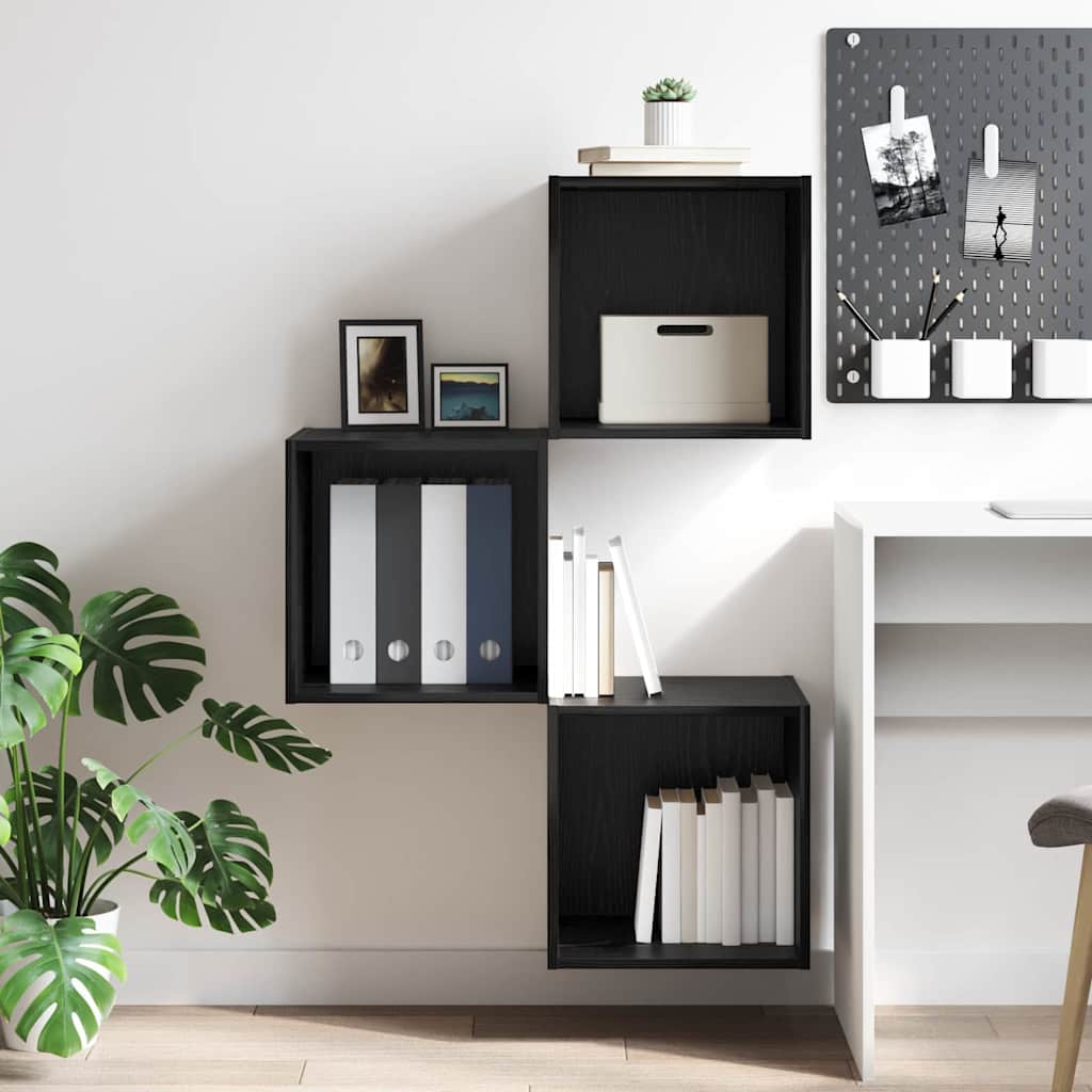 vidaXL Wall Cabinet Black Oak 37 x 37 x 37 cm Engineered Wood