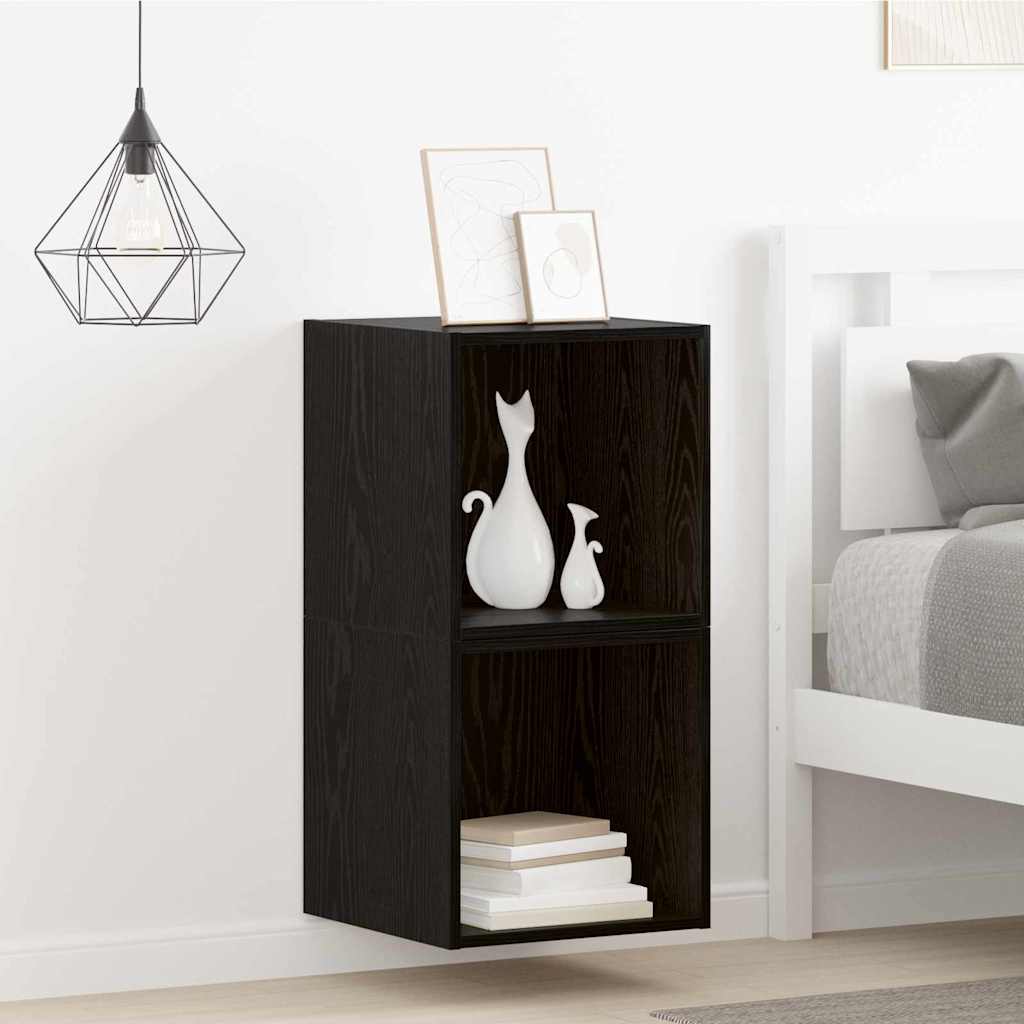 vidaXL Wall Cabinet 2 pcs Black Oak 37 x 37 x 37 cm Engineered Wood
