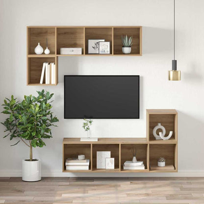 vidaXL TV Cabinet Set 37 x 37 x 107 cm Artisan Oak Engineered Wood