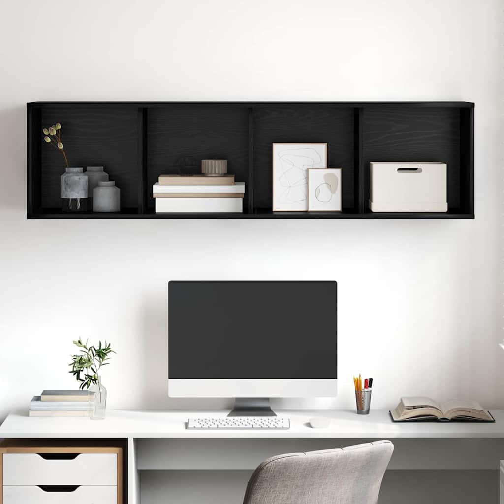 vidaXL TV Cabinet Set Black Oak 37 x 37 x 142.5 cm Engineered Wood