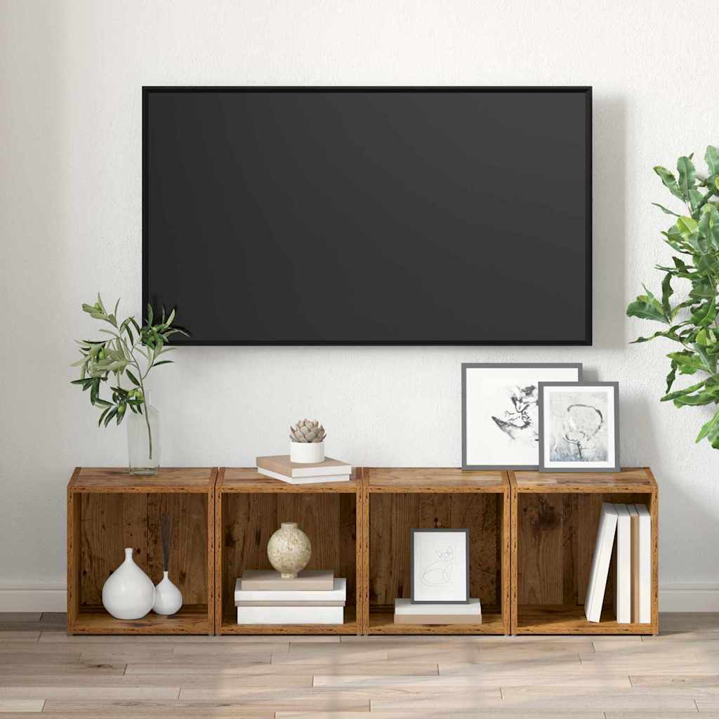 vidaXL TV Cabinet Set 4 pcs Old Wood 37 x 35 x 37.5 cm Engineered Wood