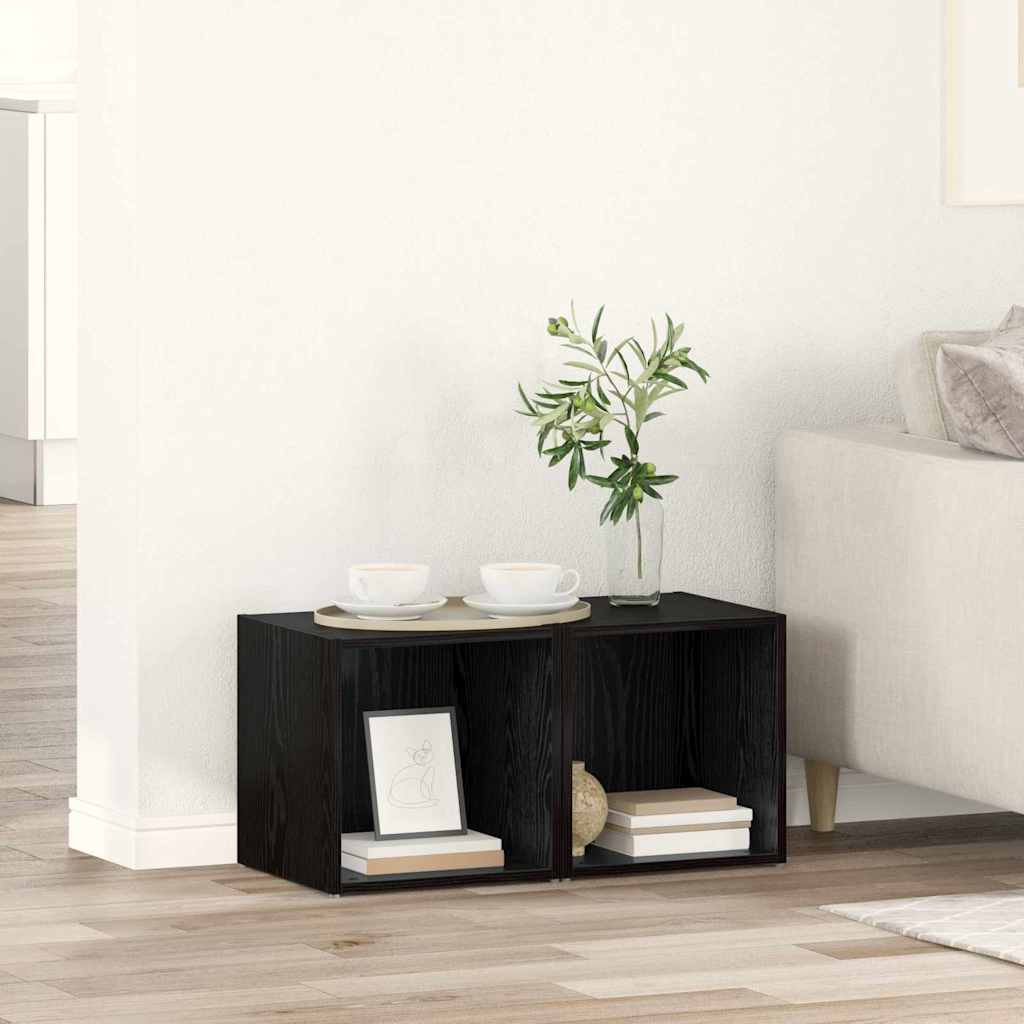 vidaXL TV Cabinet Set 2 pcs 37 x 35 x 37.5 cm Black Engineered Wood