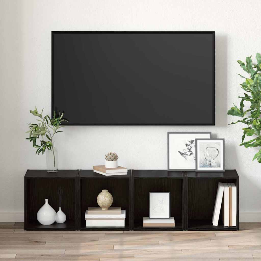 vidaXL TV Cabinet Set 2 pcs 37 x 35 x 37.5 cm Black Engineered Wood