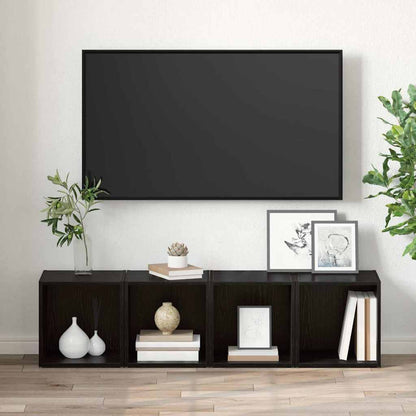 vidaXL TV Cabinet Set 2 pcs 37 x 35 x 37.5 cm Black Engineered Wood