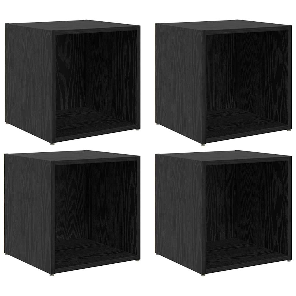 vidaXL TV Cabinet Set 4 pcs Black Engineered Wood